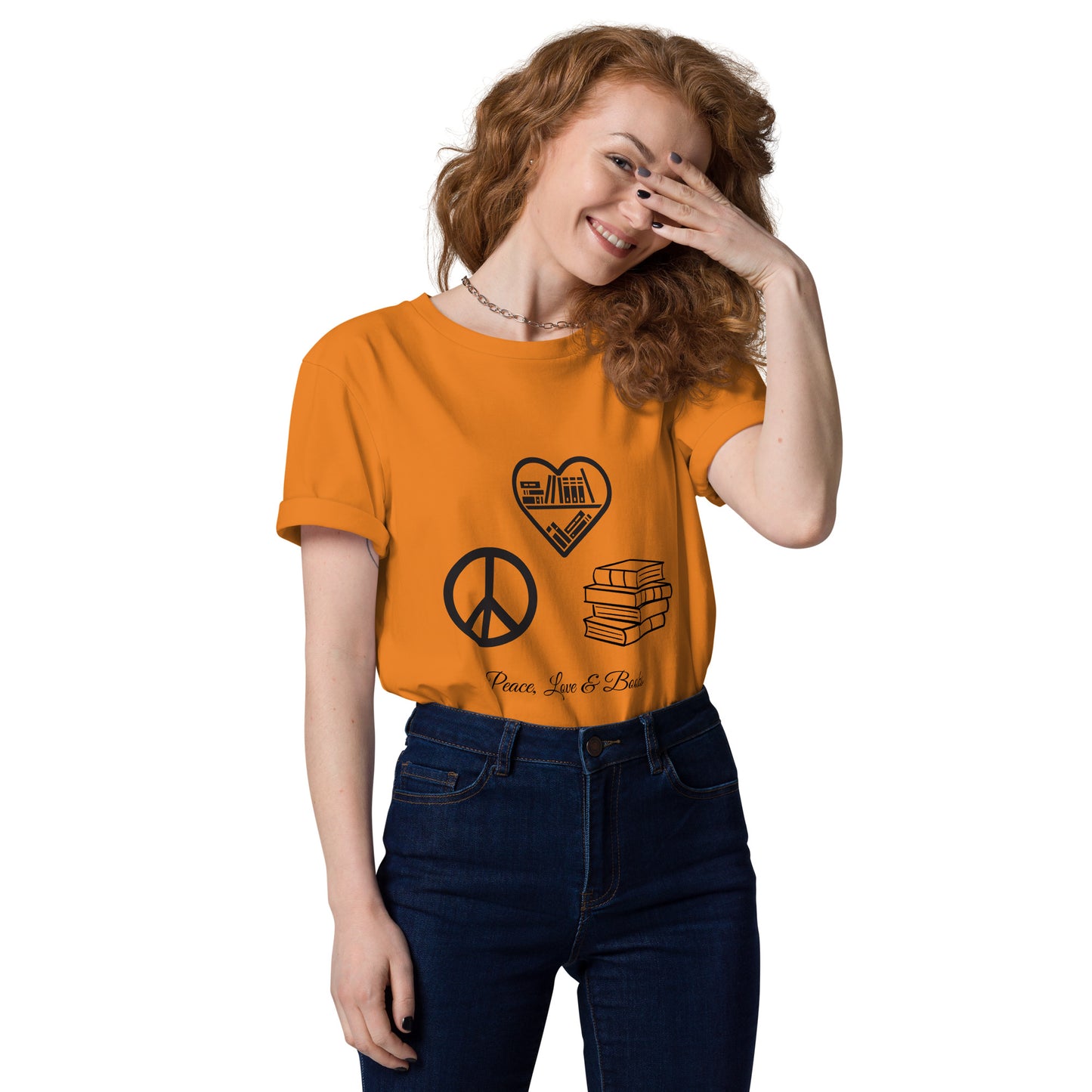 Peace, Love & Books cotton t-shirt