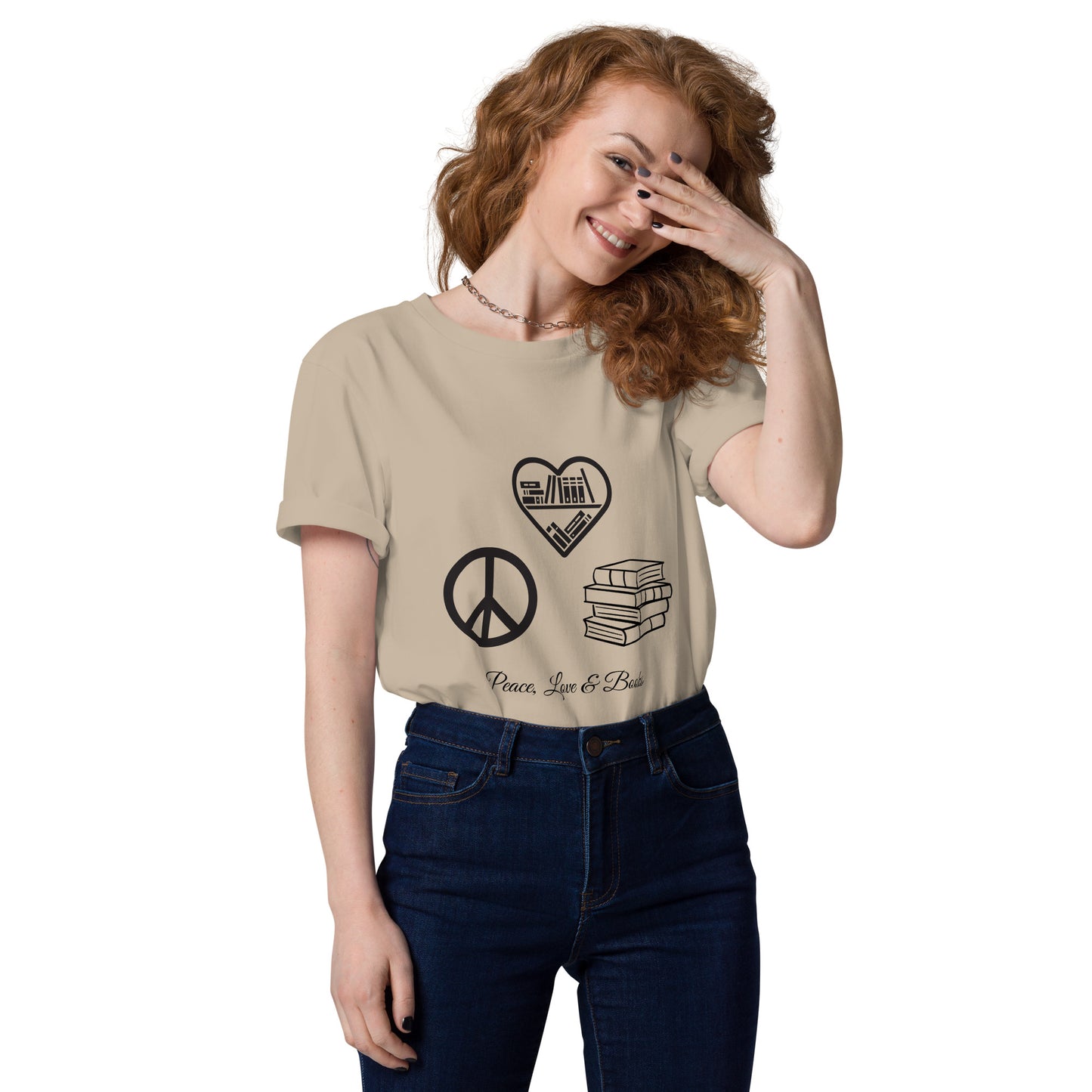Peace, Love & Books cotton t-shirt