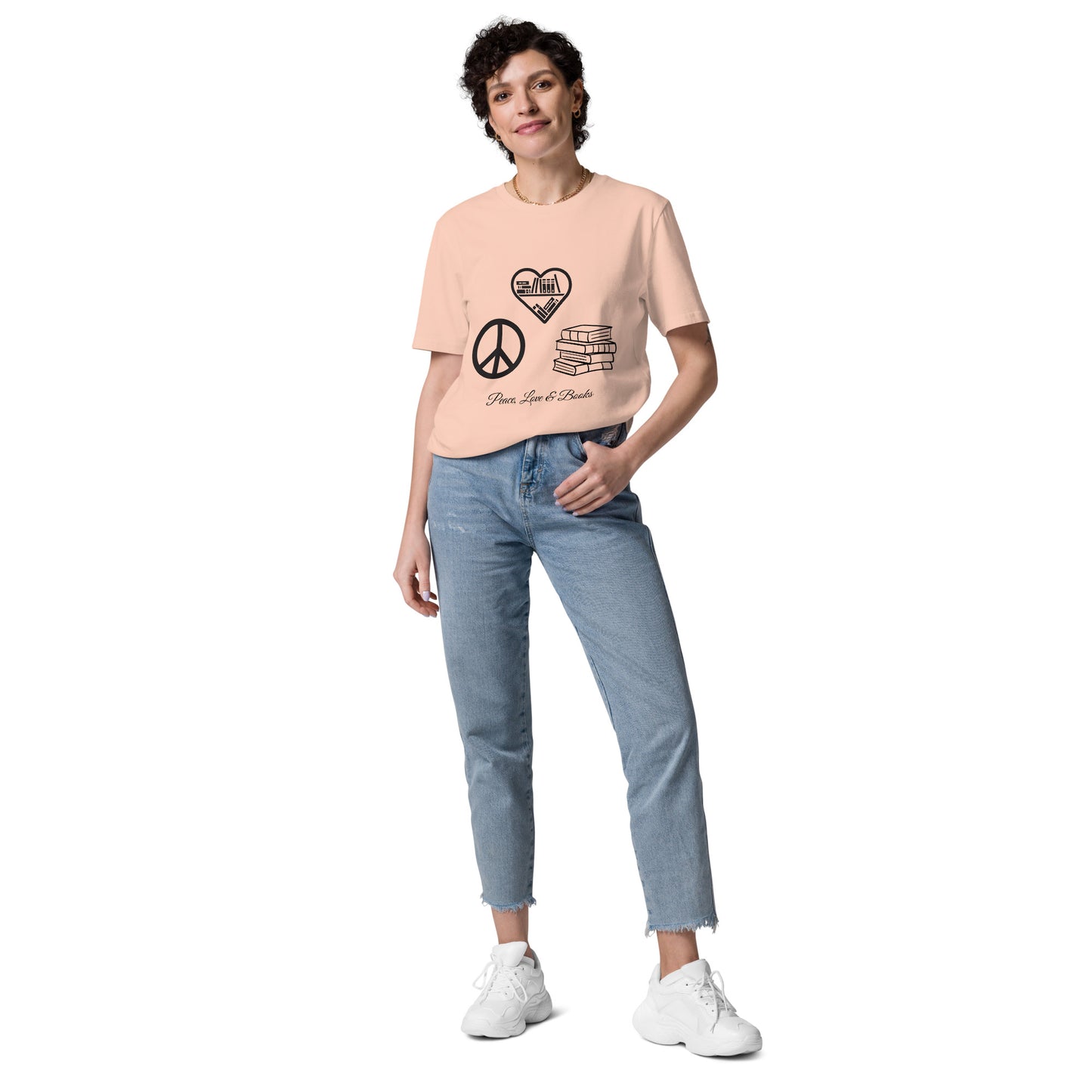 Peace, Love & Books Unisex organic cotton t-shirt