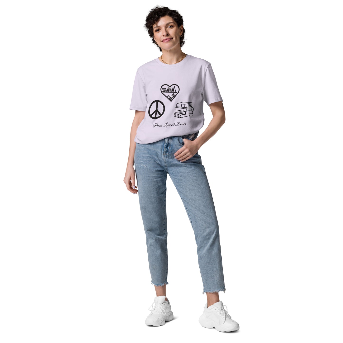 Peace, Love & Books Unisex organic cotton t-shirt