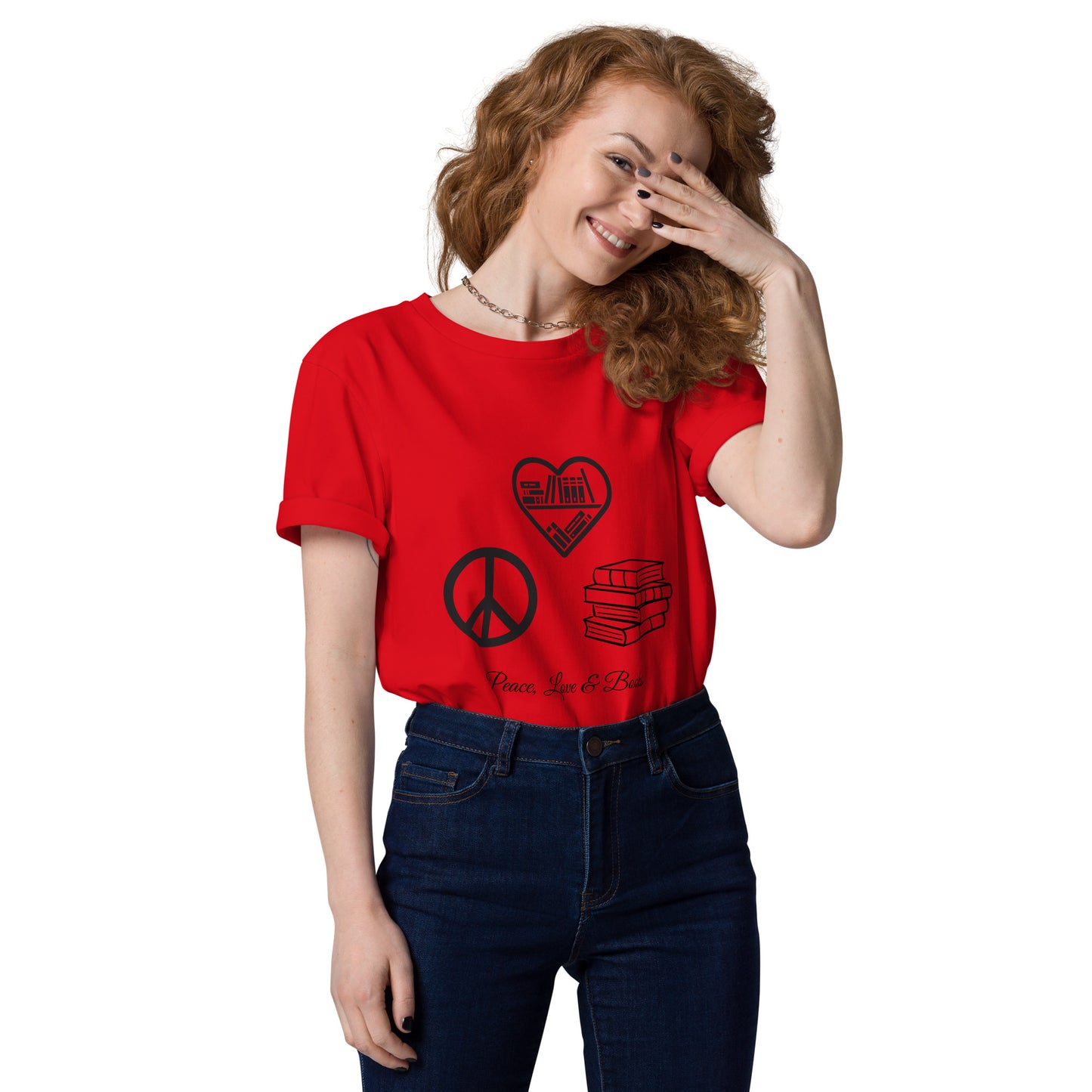 Peace, Love & Books cotton t-shirt