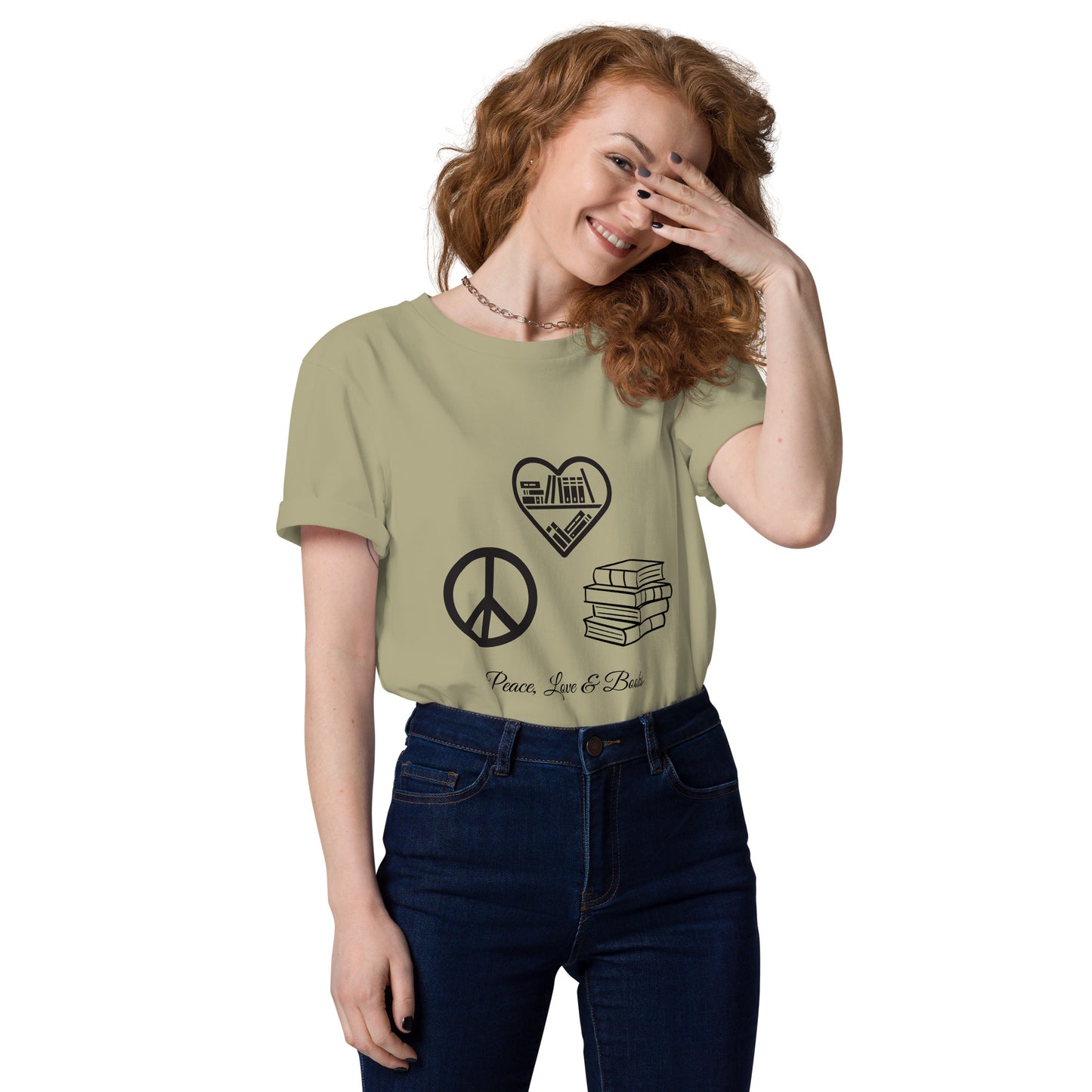 Peace, Love & Books cotton t-shirt