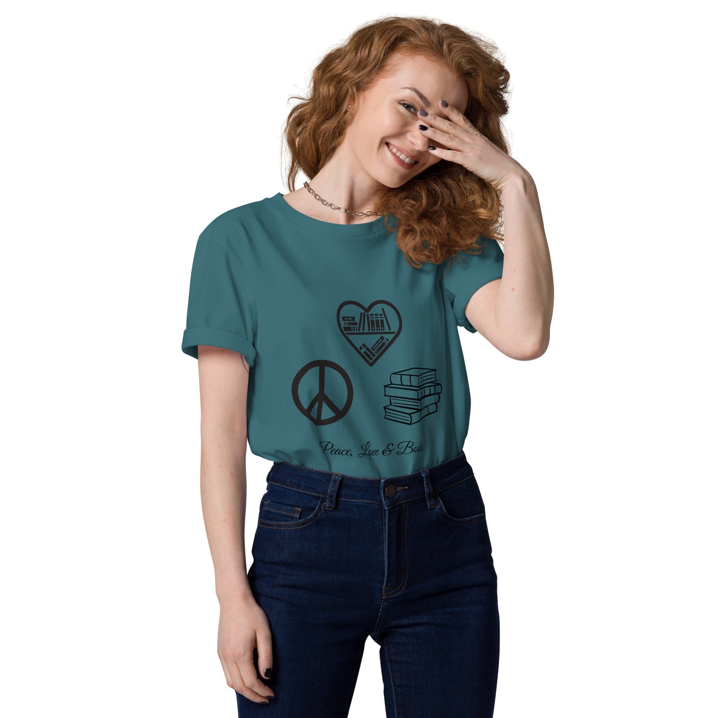 Peace, Love & Books cotton t-shirt