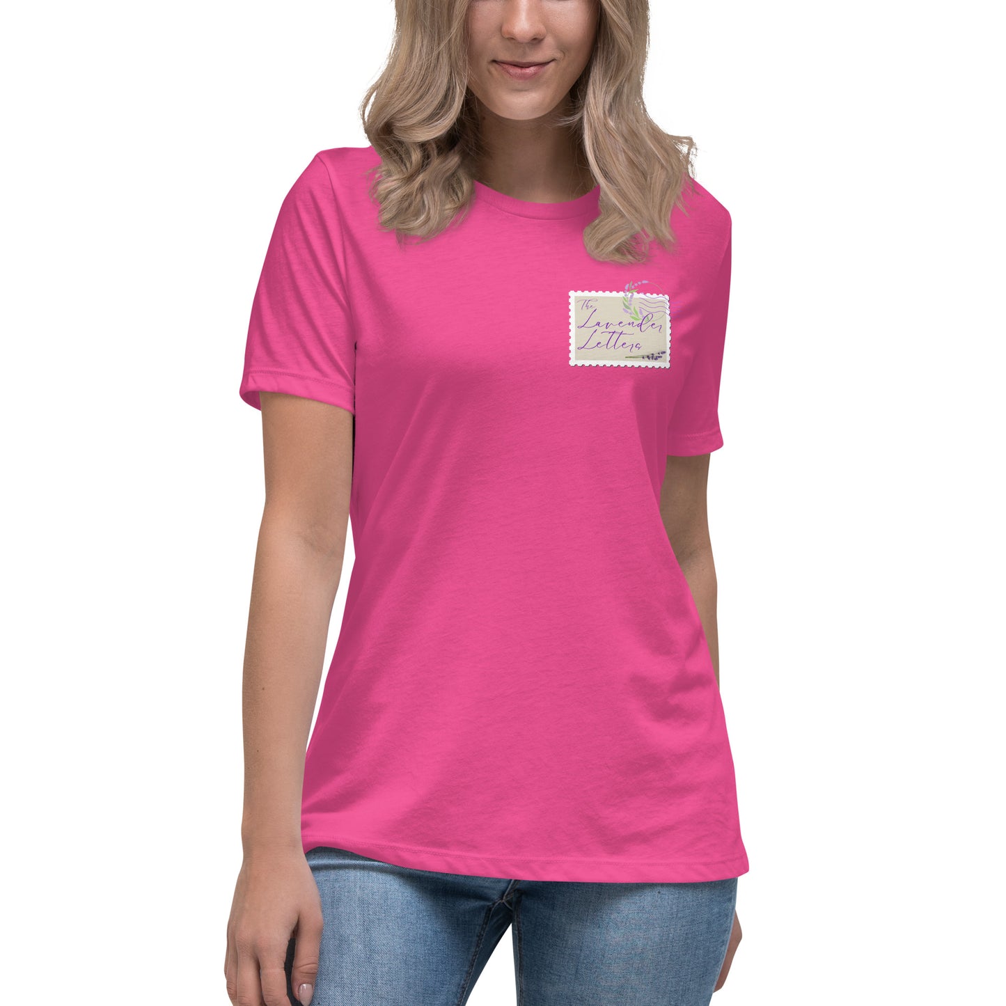 Lavender Letters Stamp Women's Relaxed T-Shirt