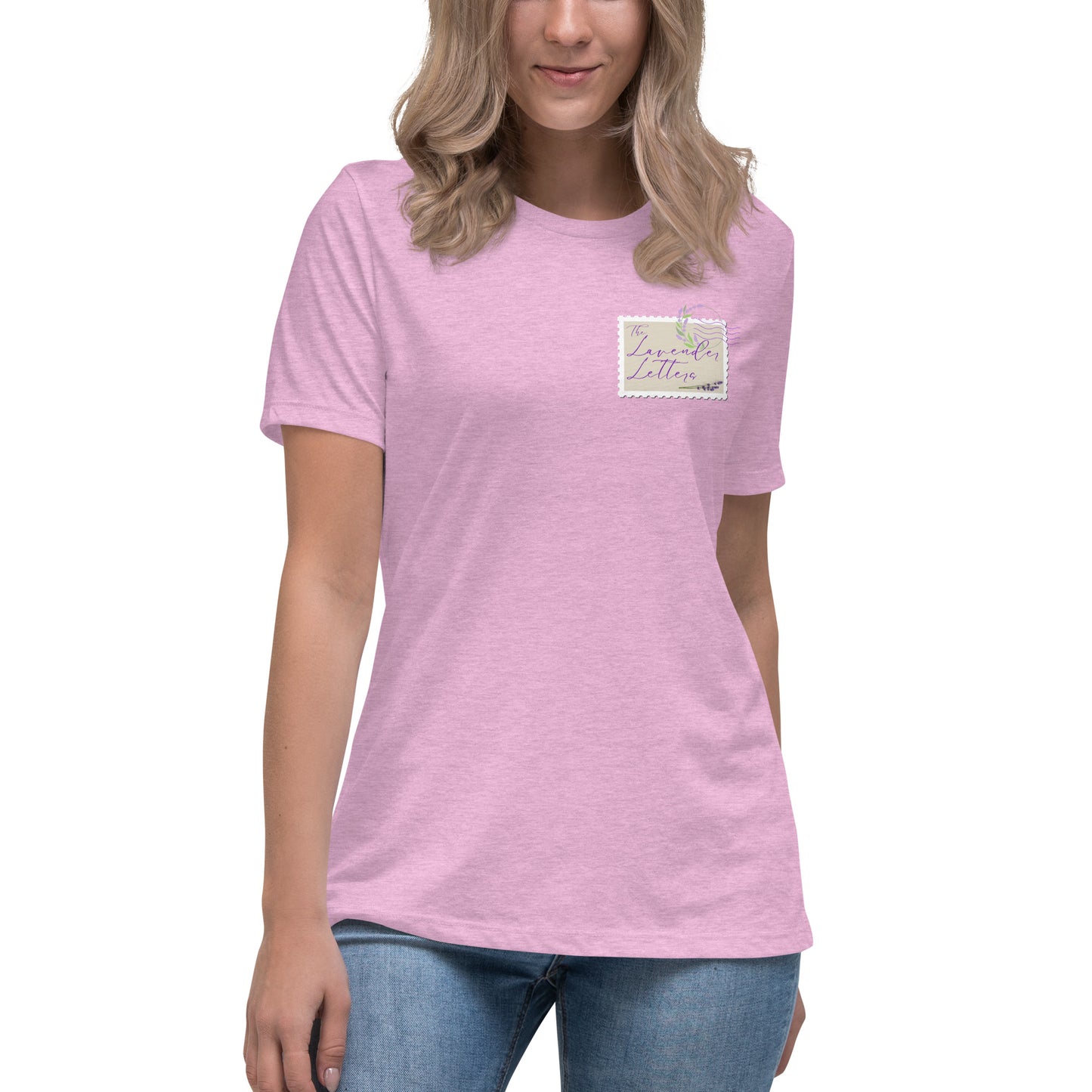 Lavender Letters Stamp Women's Relaxed T-Shirt