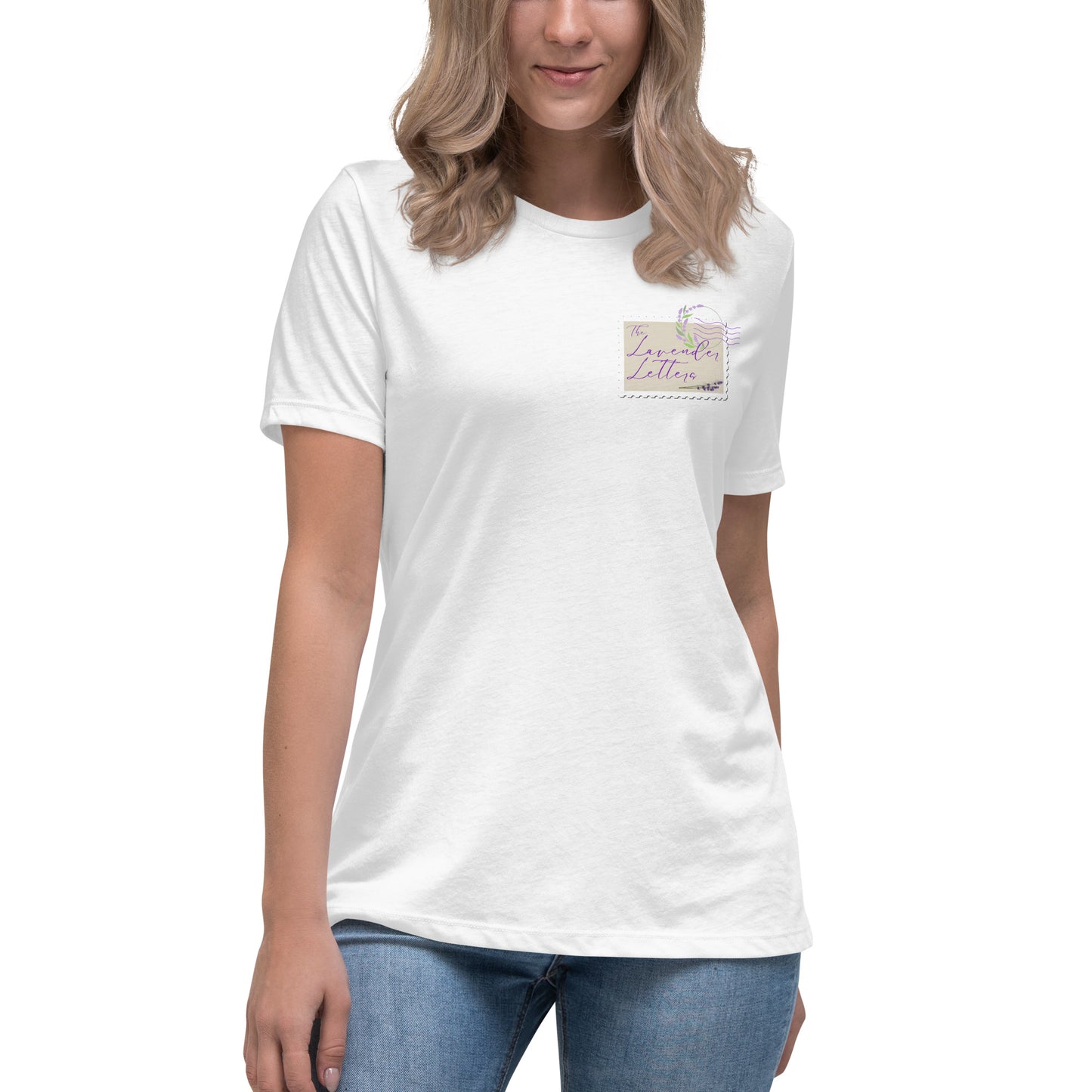 Lavender Letters Stamp Women's Relaxed T-Shirt