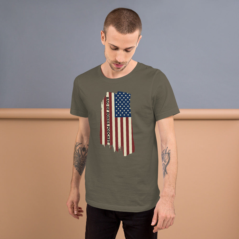 Bag of Bones Podcast Tattered Flag T-shirt