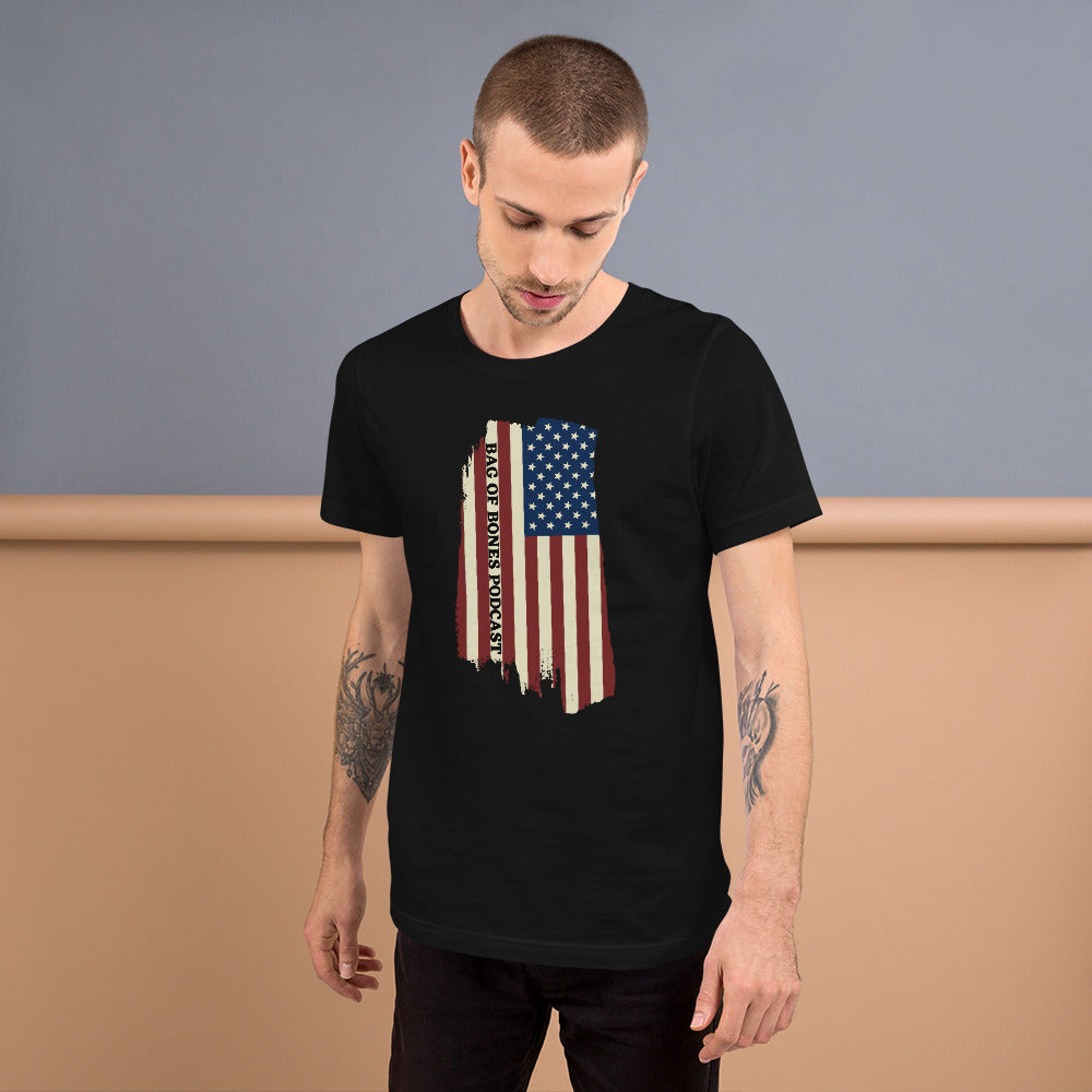 Bag of Bones Podcast Tattered Flag T-shirt