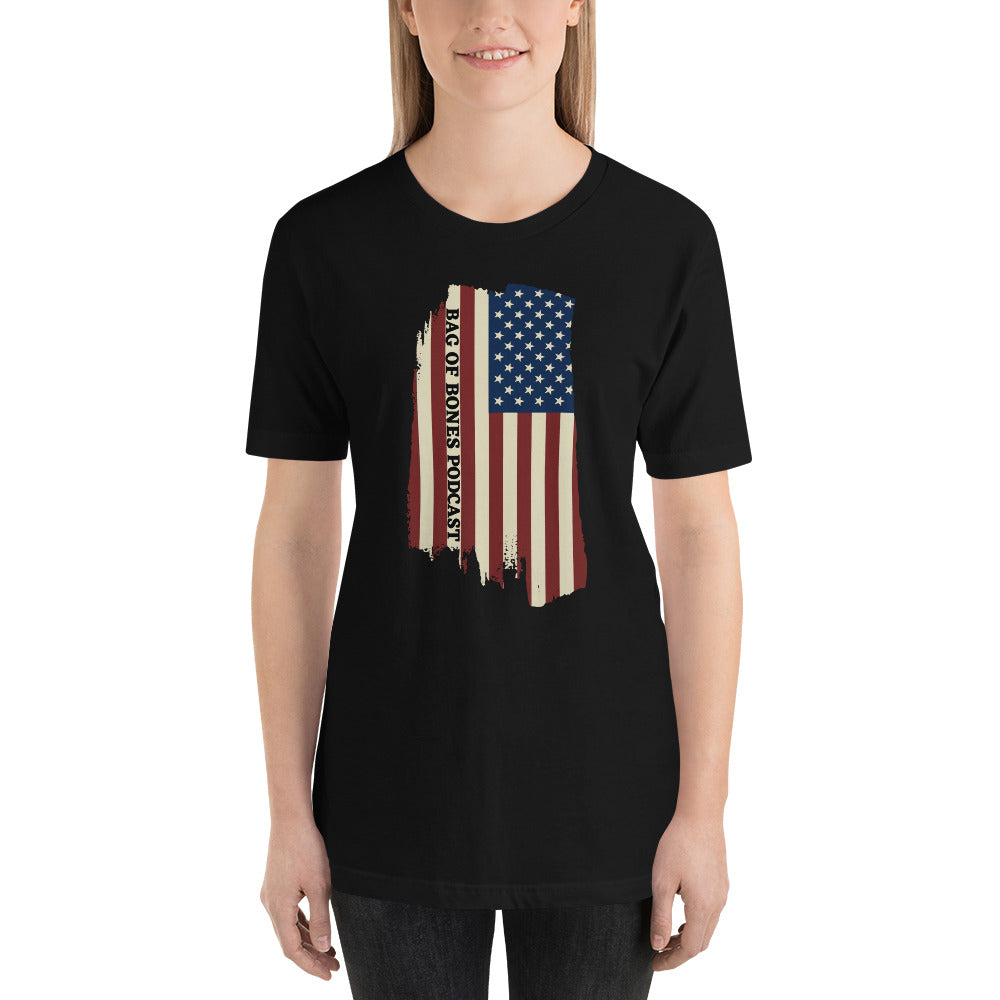 Bag of Bones Podcast Tattered Flag T-shirt