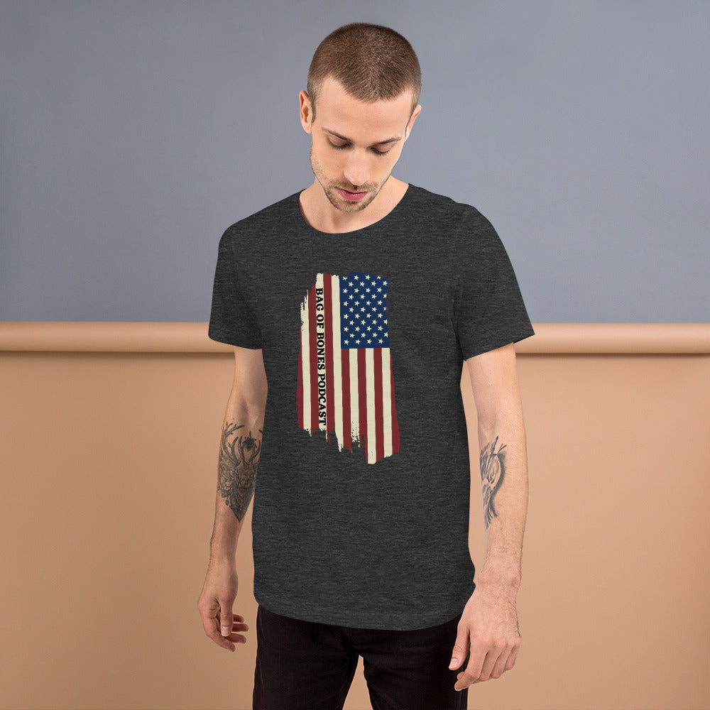 Bag of Bones Podcast Tattered Flag T-shirt