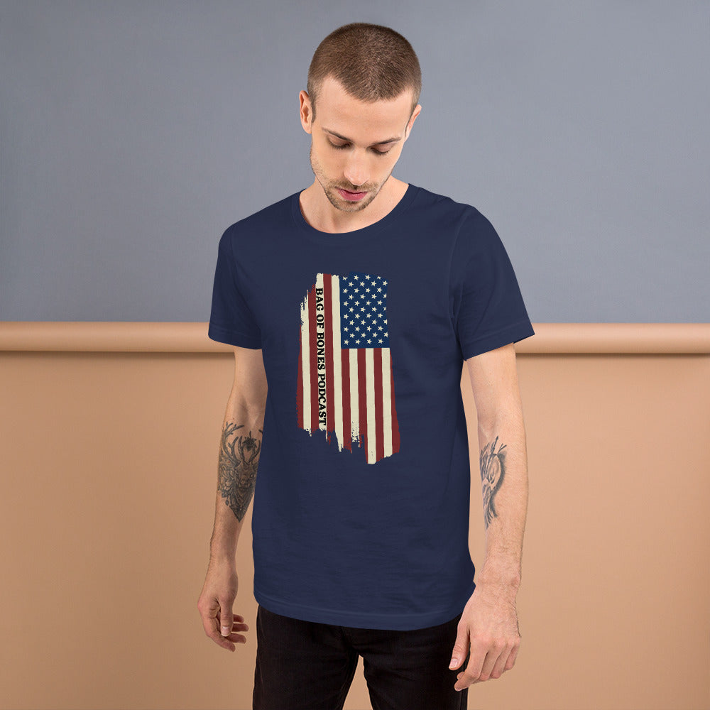 Bag of Bones Podcast Tattered Flag T-shirt