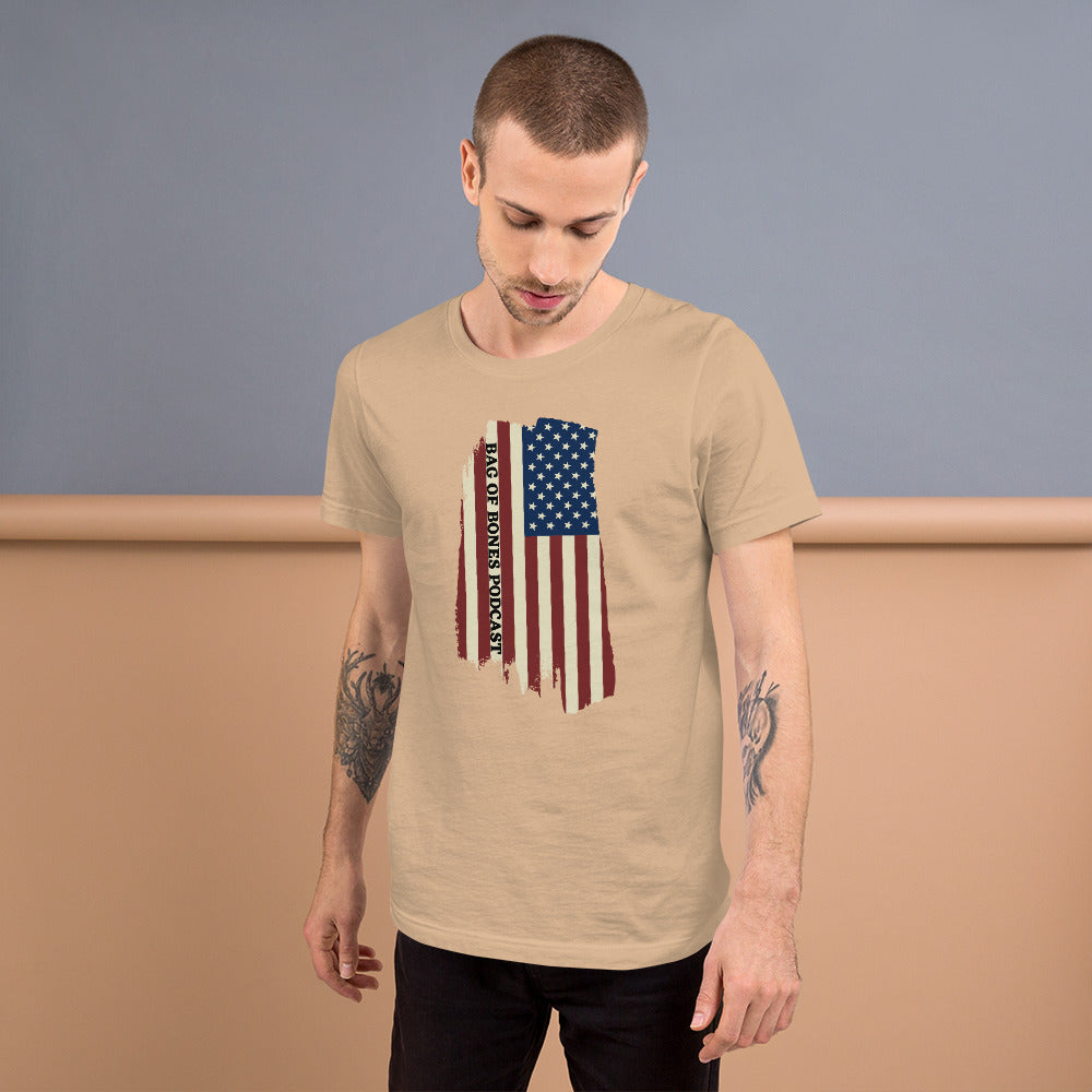 Bag of Bones Podcast Tattered Flag T-shirt